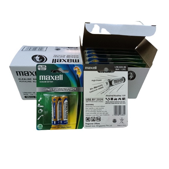 Pin AA (2A), AAA (3A) Maxell Alkaline LR6 vỉ 2 viên