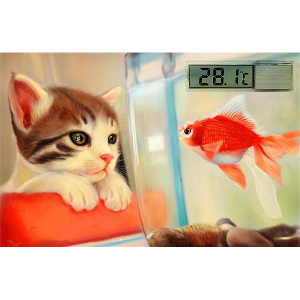 Nhiệt Kế Kỹ Thuật Số LCD 3D Đo Nhiệt Độ Hồ Cá