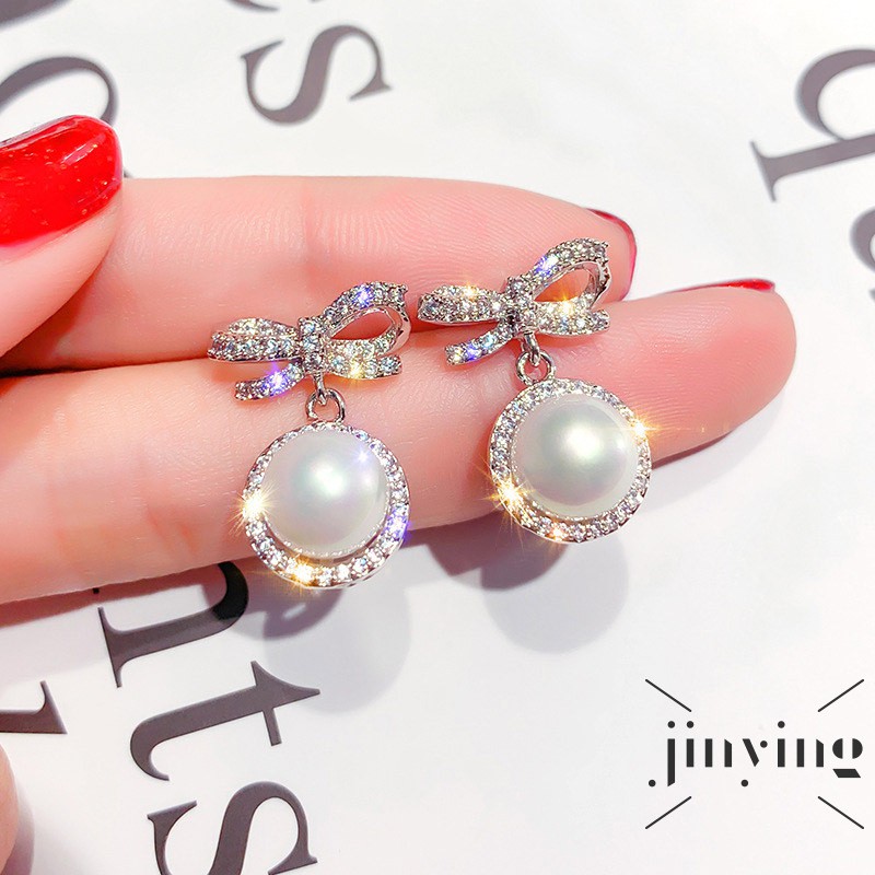 GETNOIVAS Hoa Tai Ngọc Trai Nữ Bạc Khảm Kim Zircon Cao Cấp