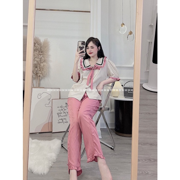 BỘ PIJAMA CHẤT ĐŨI LỤA TIỂU THƯ MẪU TRƠN PHA MÀU HÀNG THIẾT KẾ CAO CẤP