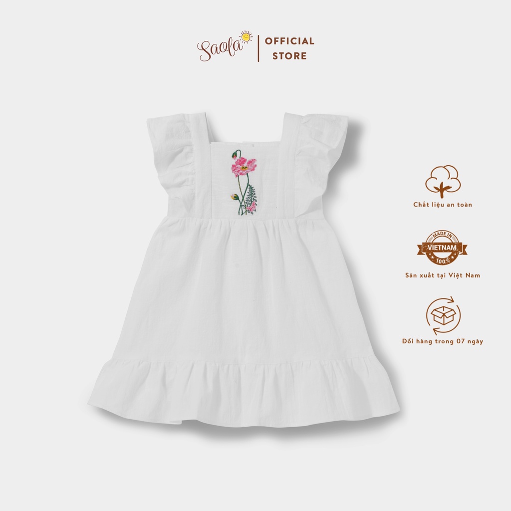 Váy bé gái cotton trắng thêu hoa đáng yêu - OLIVIA DRESS - DRC029 - SAOLA CLOTHING