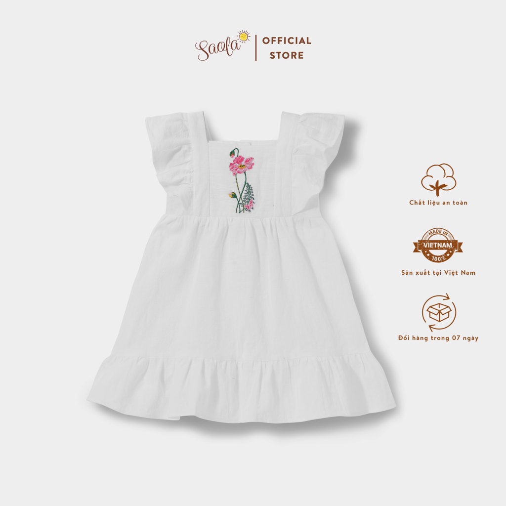 Váy bé gái cotton trắng thêu hoa đáng yêu - OLIVIA DRESS - DRC029 - SAOLA CLOTHING