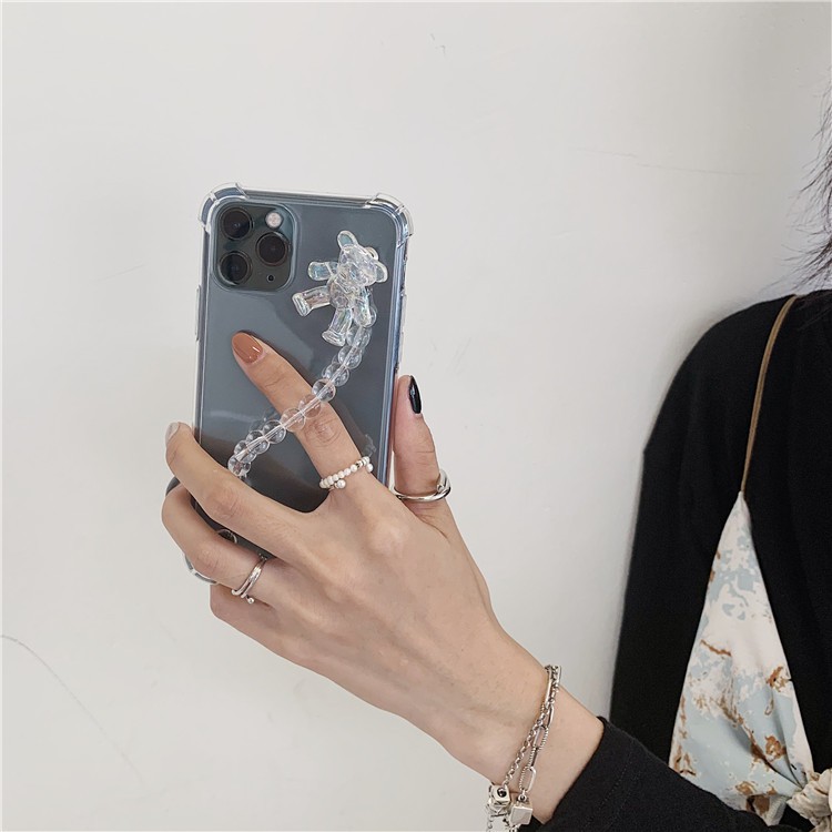 Ốp Điện Thoại tpu Dẻo Họa Tiết Chú Gấu Kèm Dây Đeo Ngọc Trai Chống Rơi Cho iPhone7 7 plus8 8plus xr x/xs xs max 11 11 pro 11 pro max