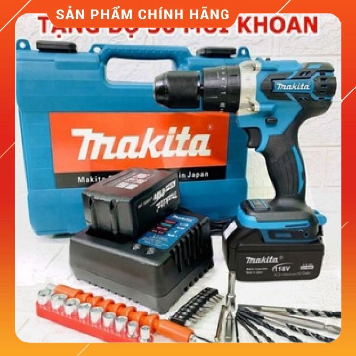 Bộ khoan pin bắt vít Makita 118V không chổi than tặng kèm phụ kiện 30 món