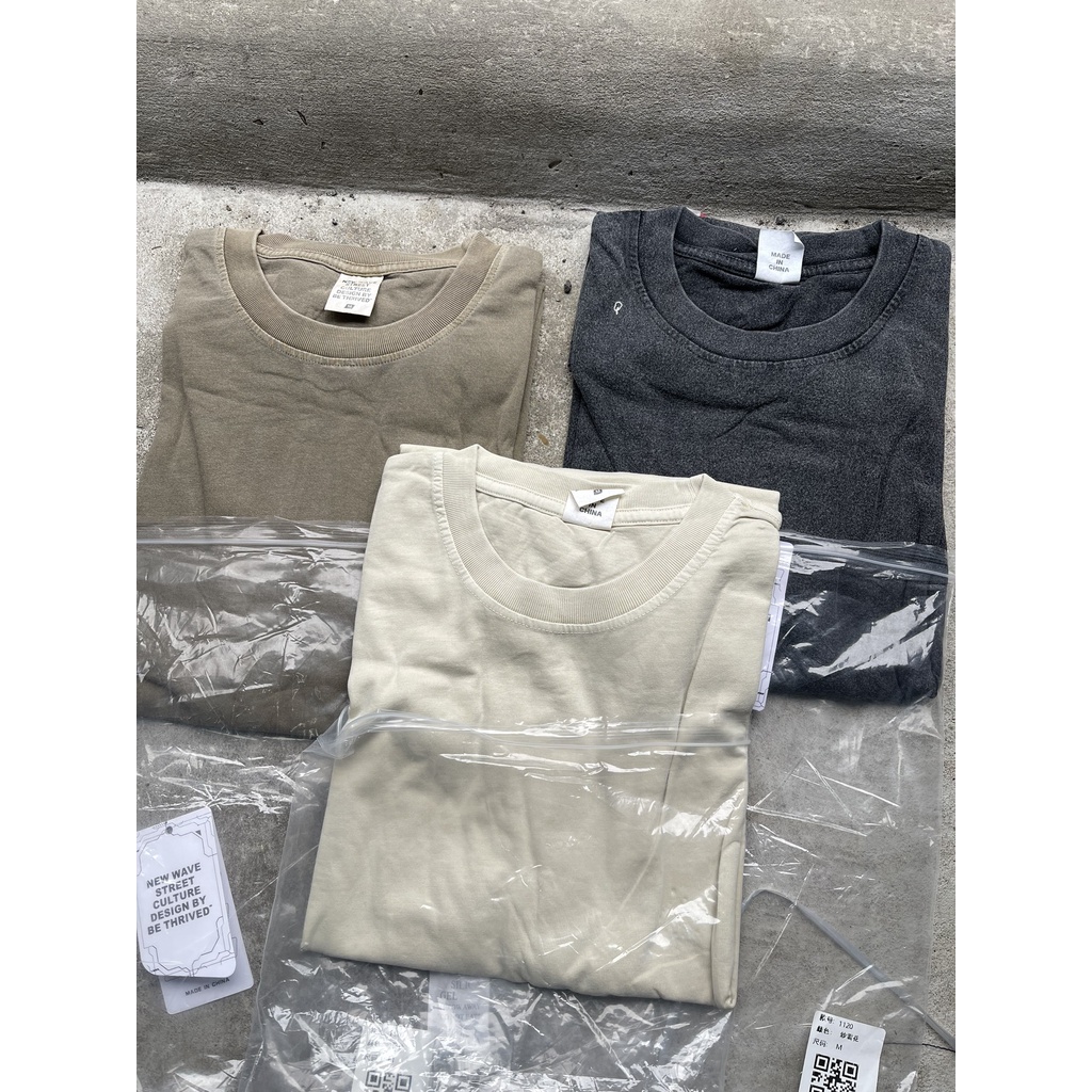 Áo thun trơn vải wash phong cách Vintage