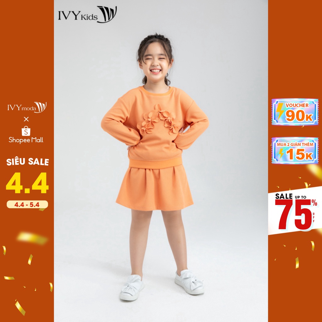 [NHẬP WABRTL5 GIẢM 10% TỐI ĐA 50K ĐH 250K ]Áo thun đính hoa nổi bé gái IVY moda MS 58G1074