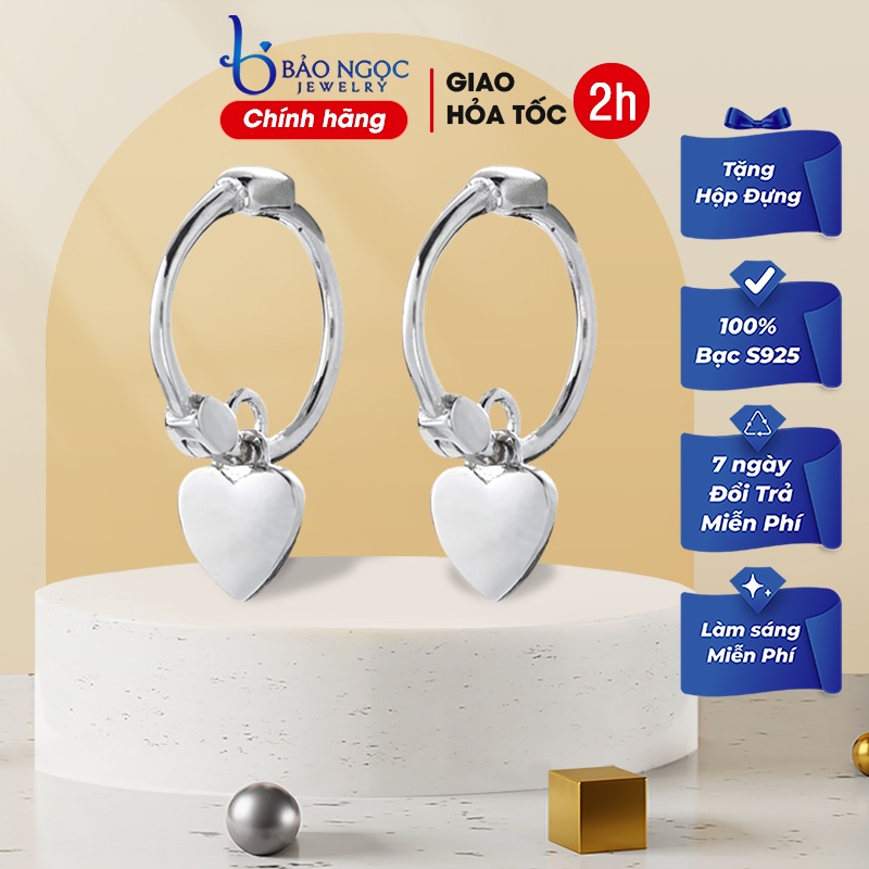 Bông Tai Bạc Nữ Bạc 925 Hình Trái Tim Nhỏ Xinh Cho Nữ B2362 - Bảo Ngọc Jewelry