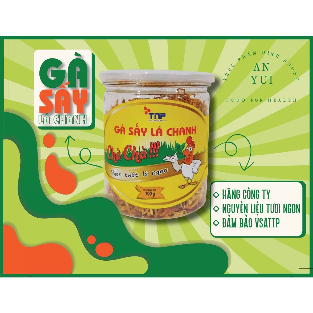 KHÔ GÀ LÁ CHANH LOẠI 1, Gà Sấy Lá Chanh Chà Chà Thảo Nguyên Phát TNP 100g