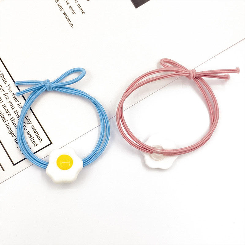 Dây Buộc Tóc Cao Su Hình Trứng Chiên Trứng Người Nổi Tiếng Hàn Quốc Đơn Giản Cho Nữ