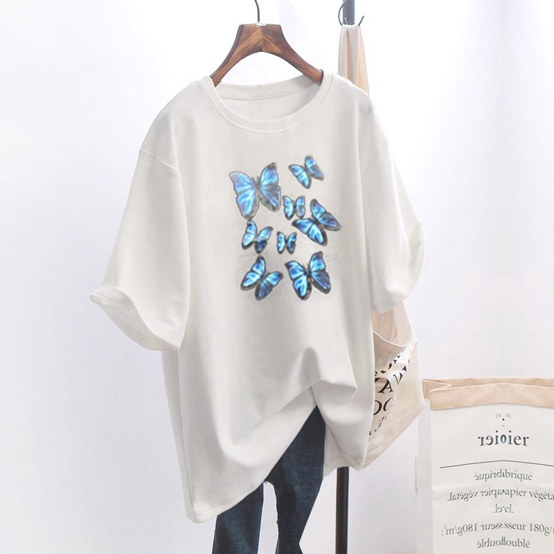 NRVP Áo thun nữ tay ngắn cổ tròn dáng rộng in hình dễ thương thời trang mùa hè 2020