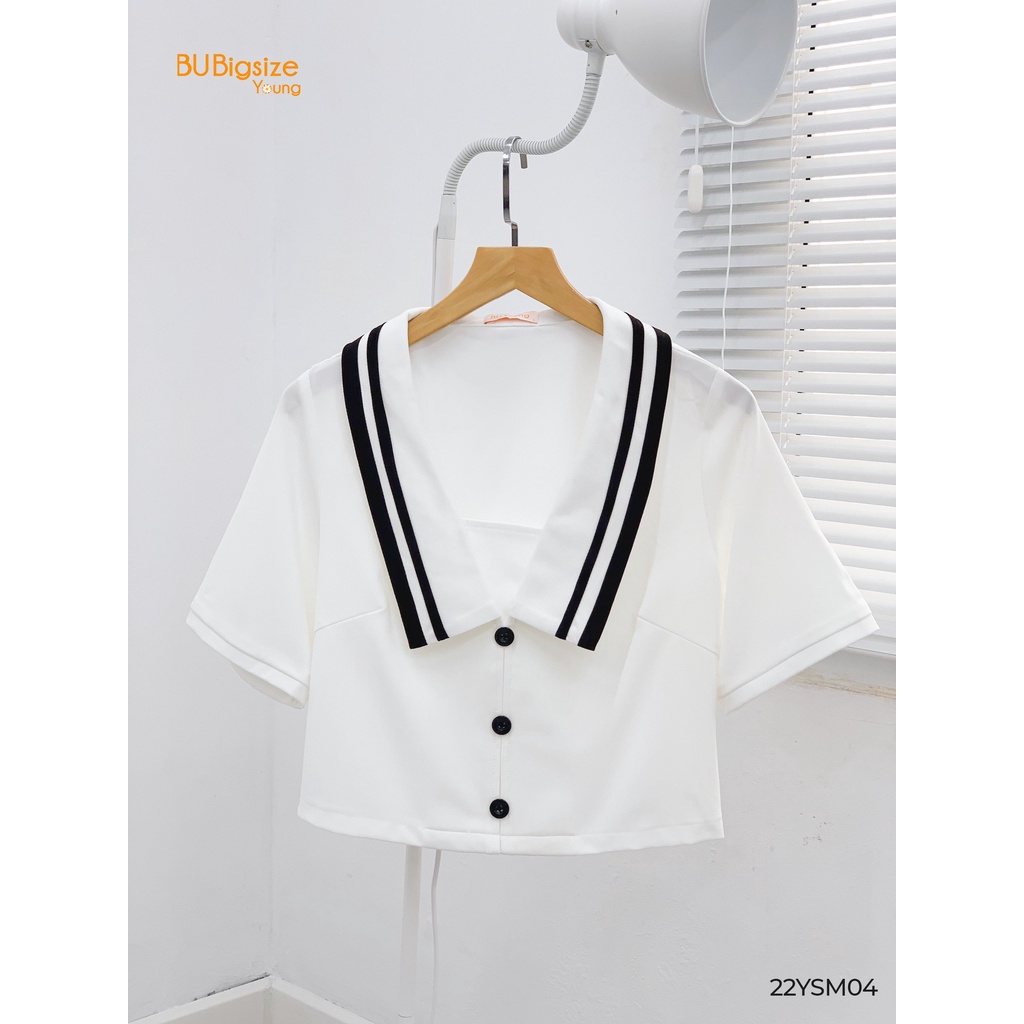 Sơ mi cổ thuỷ thủ 1 hàng cúc phối viền BIGSIZE (55kg đến 95kg) - 22YSM04 - [BU Bigsize Young]