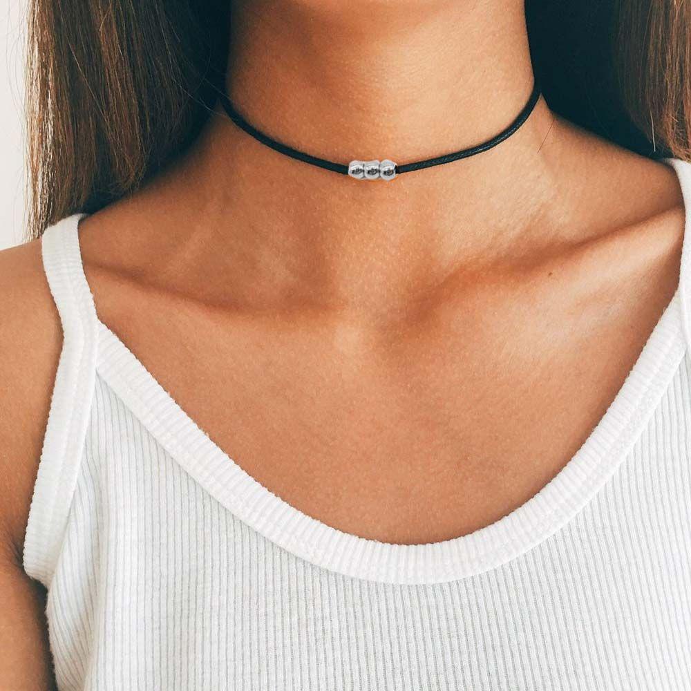 Vòng Cổ Choker Da Pu Màu Đen Phong Cách Gothic Thời Trang Cho Nữ