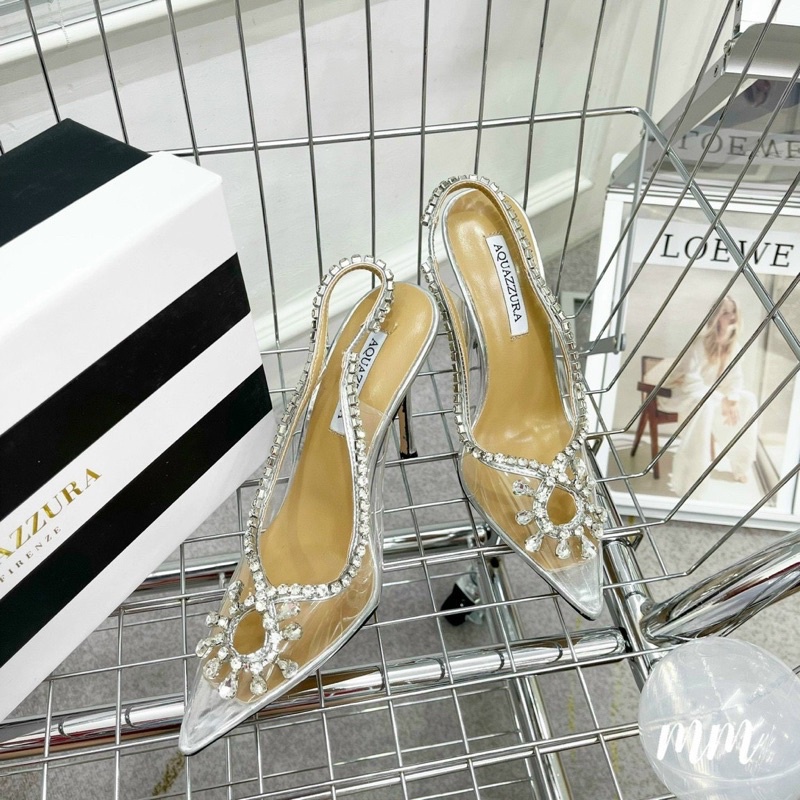 ❤️ Sangdal bít mũi viền đá chất mika mềm gót nhọn 9cm hàng quảng châu full box