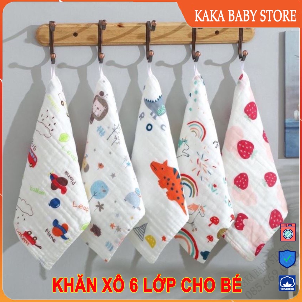 Khăn xô 6 lớp cho bé loại dày, khăn sữa rửa mặt mềm mại, thấm hút tốt, không bong xù, hàng cao cấp loại 1