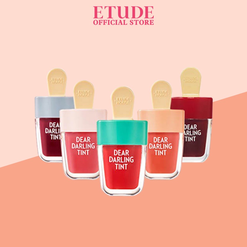 Son tint hình que kem môi mềm sắc màu sống động ETUDE Dear Darling Water Tint 4.5g - Son tint 4 sắc thái đỏ
