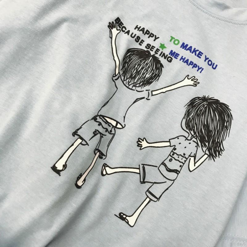 Áo thun cổ tròn tay ngắn in hoạ tiết xinh xắn