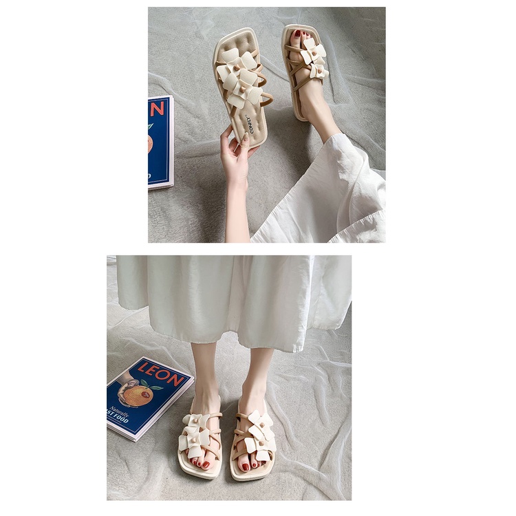 Giày Sandal Đế Bằng Thoáng Khí Thoải Mái Thời Trang Đi Biển Mùa Hè Cho Nữ