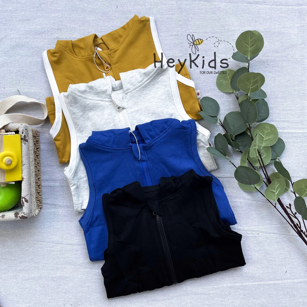 Áo khoác gile kéo khóa in nhân vật hoạt hình dễ thương cho bé trai và bé gái (8-22kg)