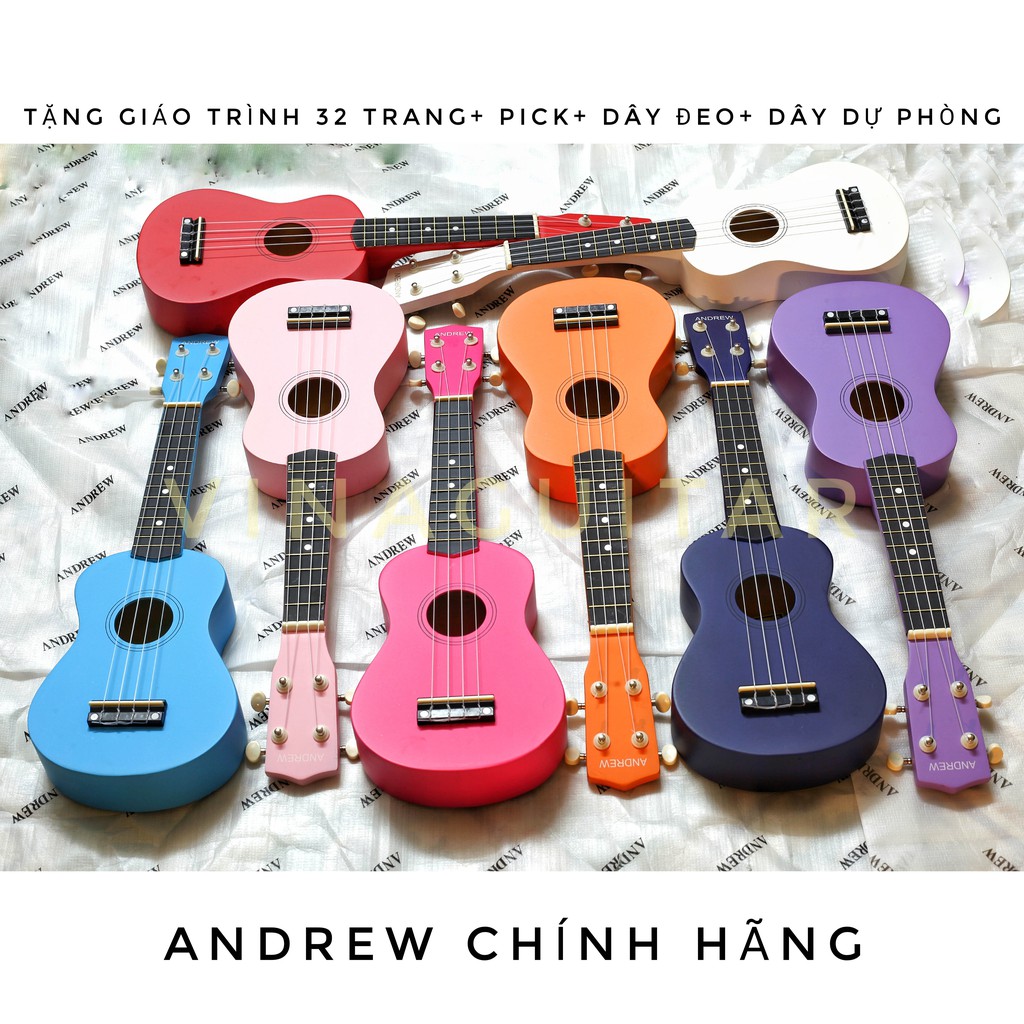 Đàn ukulele andrew soprano concert full gỗ cần gỗ - tặng full phụ kiện