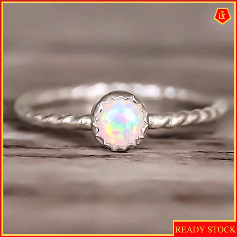(Hàng Có Sẵn) Nhẫn Bạc Đính Đá Opal Đơn Giản Hợp Thời Trang