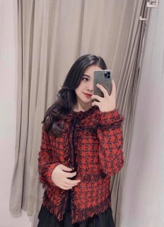 VEST LEN TWEED ĐỎ NOEL #ZARA AUTHENTIC TUỒN STORE