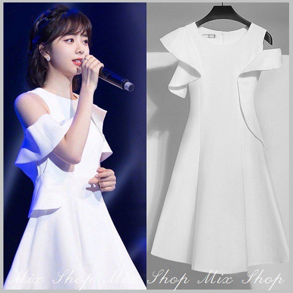 ĐẦM VÁY NỮ DỰ TIỆC VẠT BÈO LỆCH VAI VẢI UMI CÓ NHIỀU MÀU DỄ THƯƠNG | BigBuy360 - bigbuy360.vn