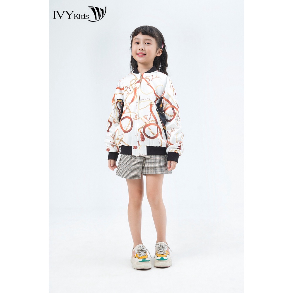 Áo khoác bé gái dài tay họa tiết IVY moda MS 70G0676