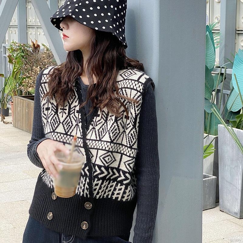 Áo Khoác Len Cardigan Không Tay Dáng Rộng Phong Cách Cổ Điển Hàn Quốc | BigBuy360 - bigbuy360.vn