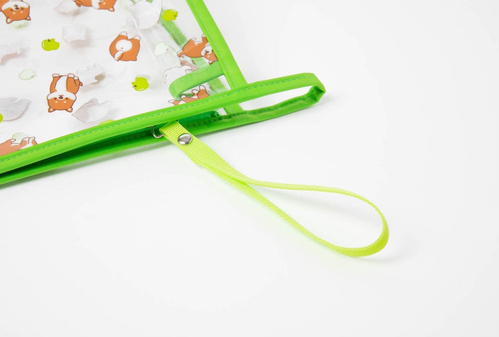 Túi ARTBOX Hàn Quốc PVC Trong Suốt Họa Tiết Shiba Và Táo Xanh