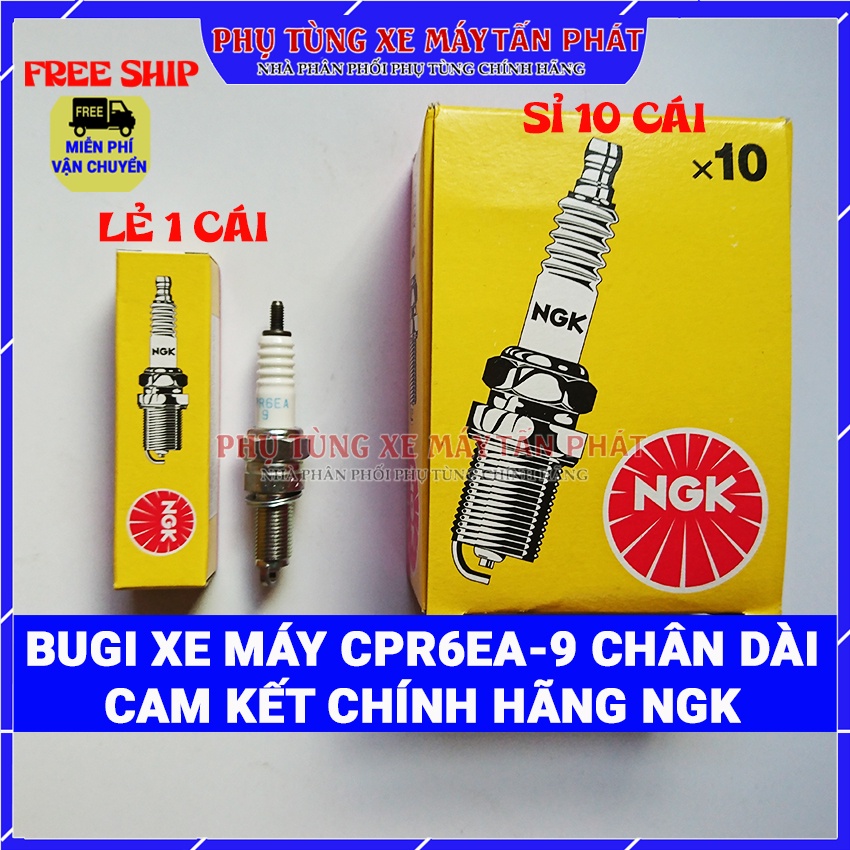 Bugi Chính Hãng NGK Thái Lan CPR6EA-9 (Chân Dài) Gắn Cho Các Xe Máy Future II, Winner , Wave rsx 110 , Blade RSX RSV....