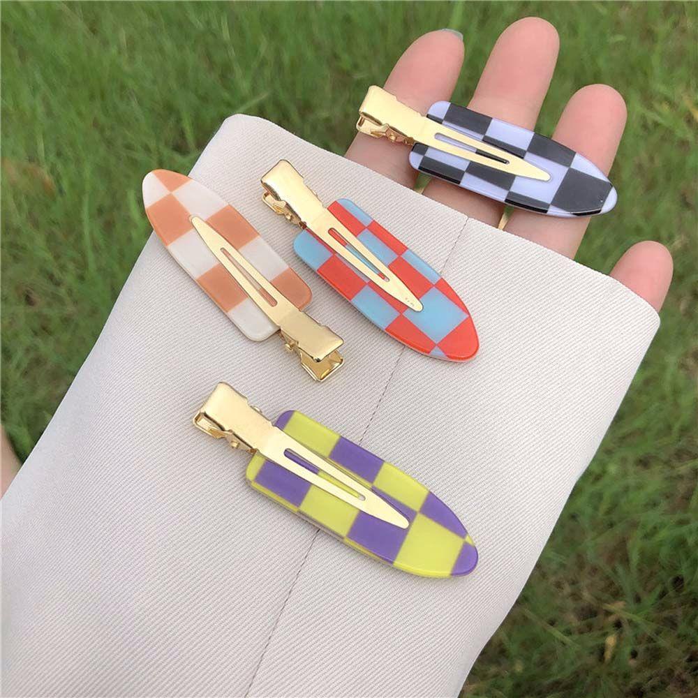 Kẹp Tóc Màu Sắc Kẹo Ngọt Họa Tiết Kẻ Sọc Phong Cách Hàn Quốc Cho Nữ