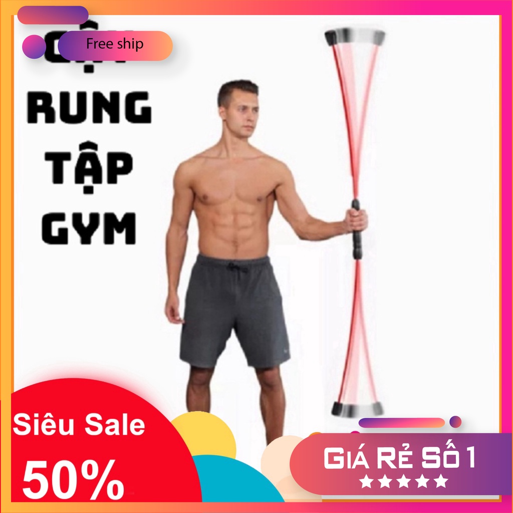 Dụng cụ thanh rung đàn hồi tập gym🏆SALE CỰC SỐC🏆Gậy rung tập gym hỗ trợ kết hơp nhiều bài tập tại nhà