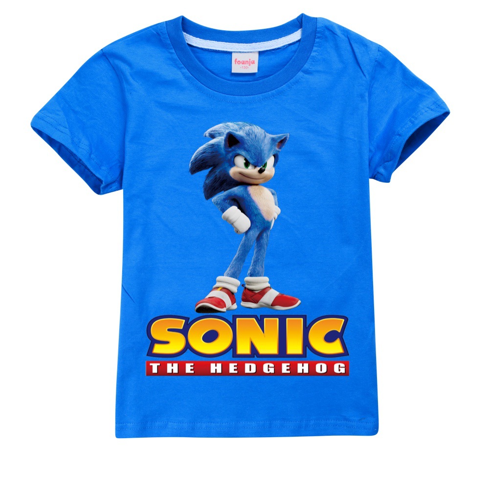 Áo Thun Tay Ngắn 100% Cotton Hình Nhân Vật Trong Phim Sonic The Hedgehog 2020 Cho Bé