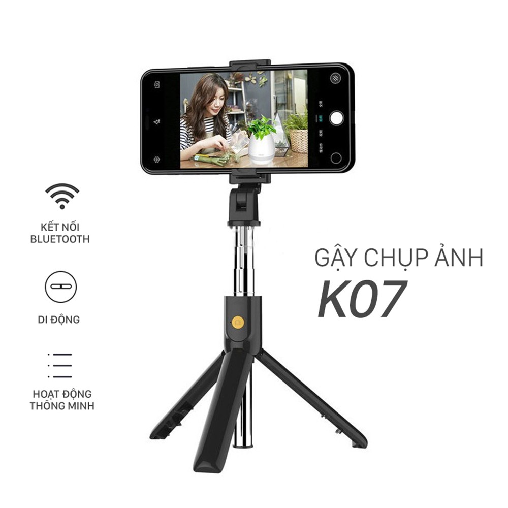 Gậy Chụp Hình Tự Sướng Kiêm Tripod 3 Chân K07 Kèm Nút Bluetooth Chính Hãng | BigBuy360 - bigbuy360.vn