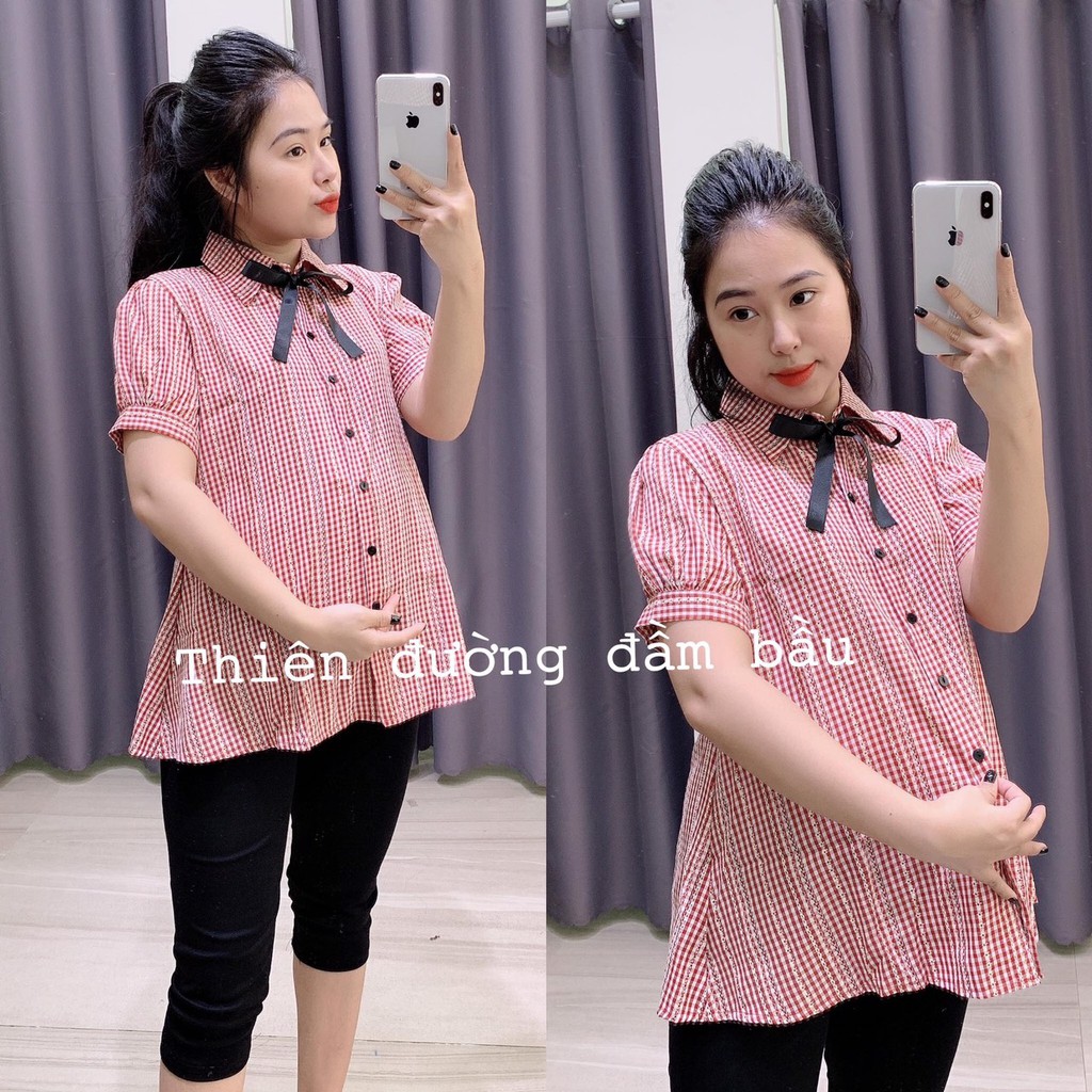 Áo sơ mi bầu cộc tay hè 𝐀𝐁𝟎𝟖