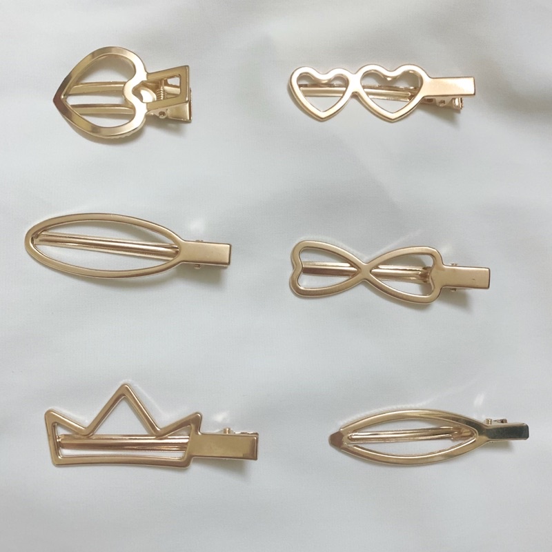 Kẹp tóc kim loại màu vàng đa dạng cho nữ phong cách Hàn Quốc