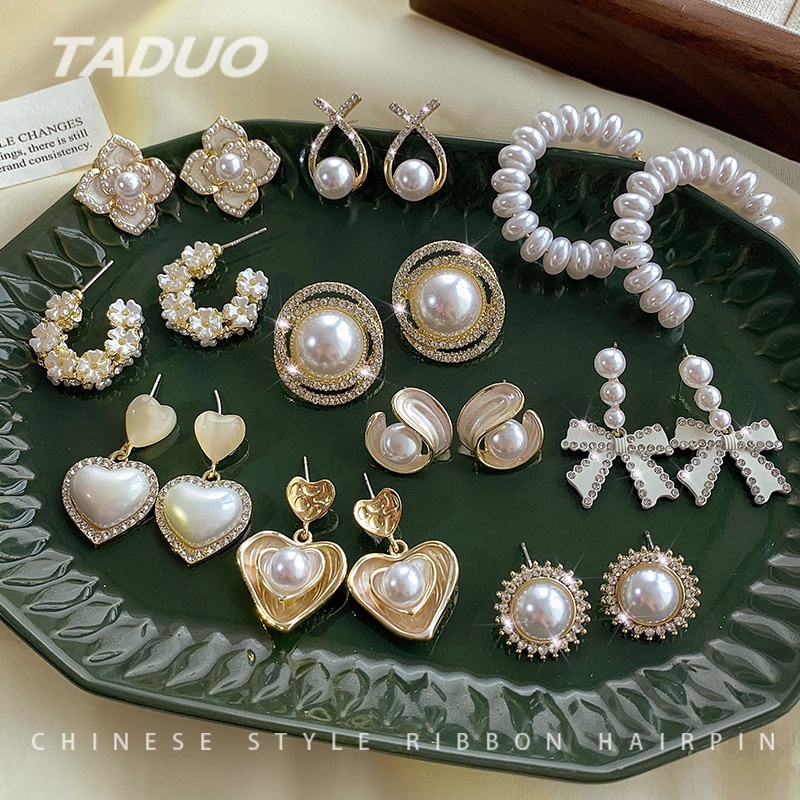 Bộ Khuyên Tai Đính Ngọc Trai Thời Trang Cho Nữ