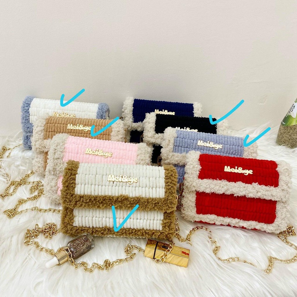 [Mẫu mới có sẵn]Túi handmade tự đan túi đeo chéo túi handmade len xù DIY kèm đầy đủ phụ kiện hot ti | BigBuy360 - bigbuy360.vn