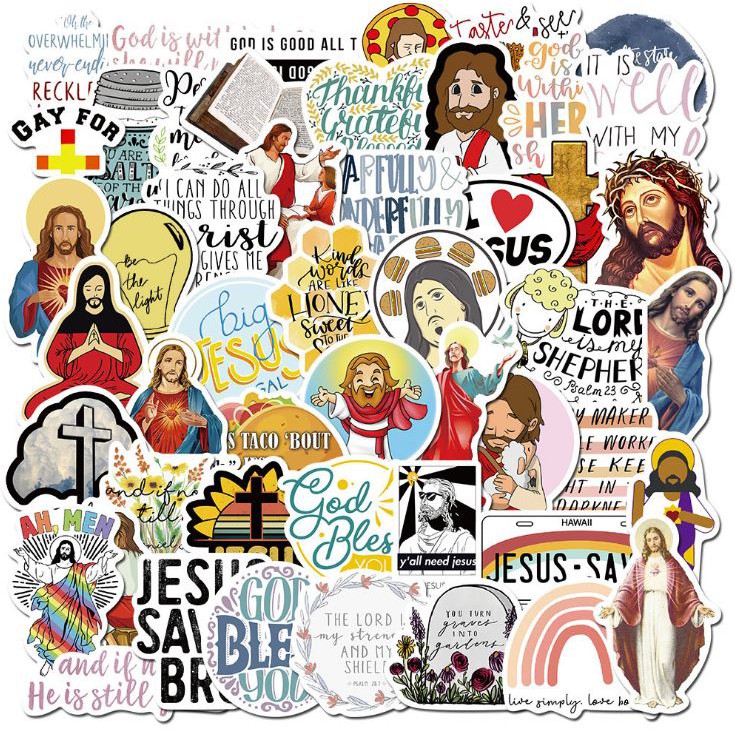 Sticker CHÚA JESUS nhựa PVC không thấm nước, dán nón bảo hiểm, laptop, điện thoại, Vali, xe, Cực COOL #121