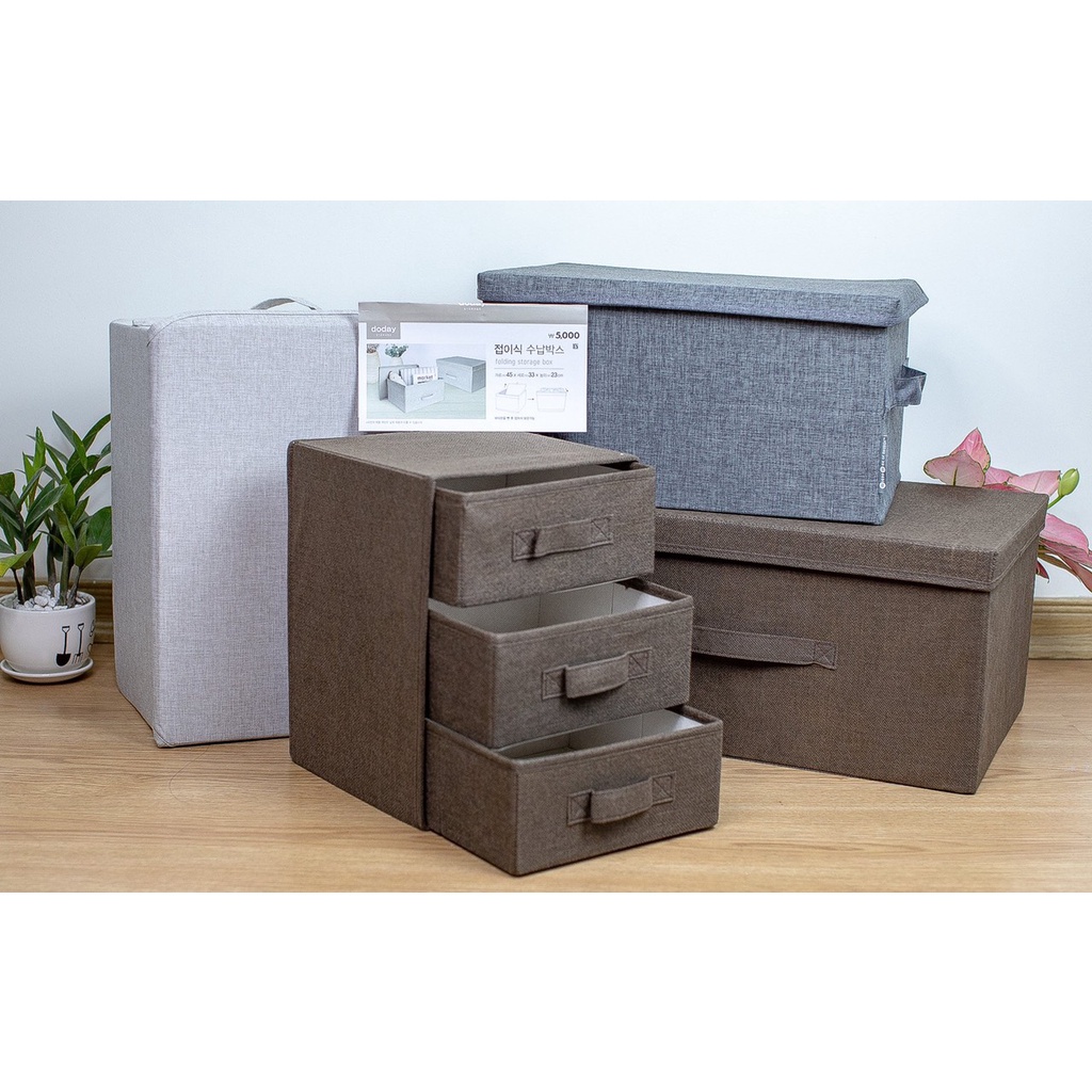 Hộp Vải Đựng Đồ Đa Năng - Tủ Vải 3 Ngăn Thiết Kế Gấp Gọn Tiện Ích Vải Oxford Cao Cấp HD STORE