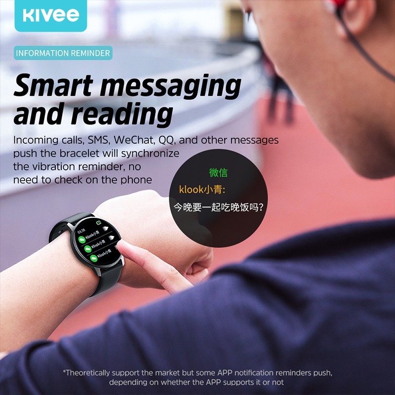 [Mã khuyến mãi KIVE20215 Giảm 15% toàn cửa hàng] Đồng hồ thông minh đa năng Kivee LW02 tương thích với Android và iPhone và có thể sử dụng để tập thể dục toàn diện