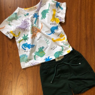 Bộ thun cotton khủng long bé trai zara