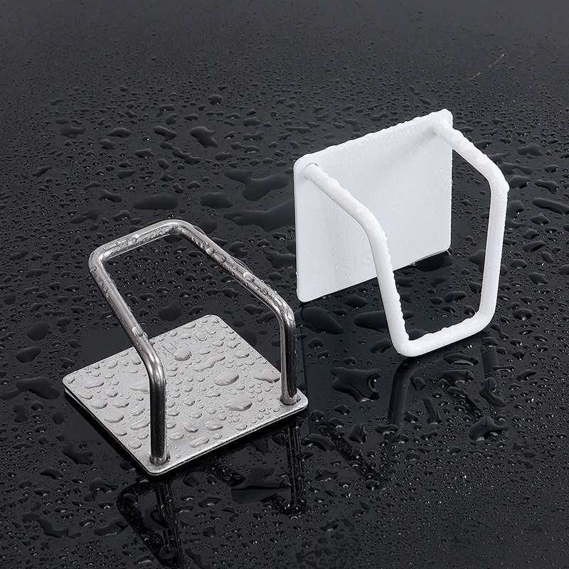 [Stock] Wall Mounted Self-Adhesive Sponge Holder, Saving Space 304 Stainless Steel Kitchen Sink Rack ,Water Proof Quick Drying Frame