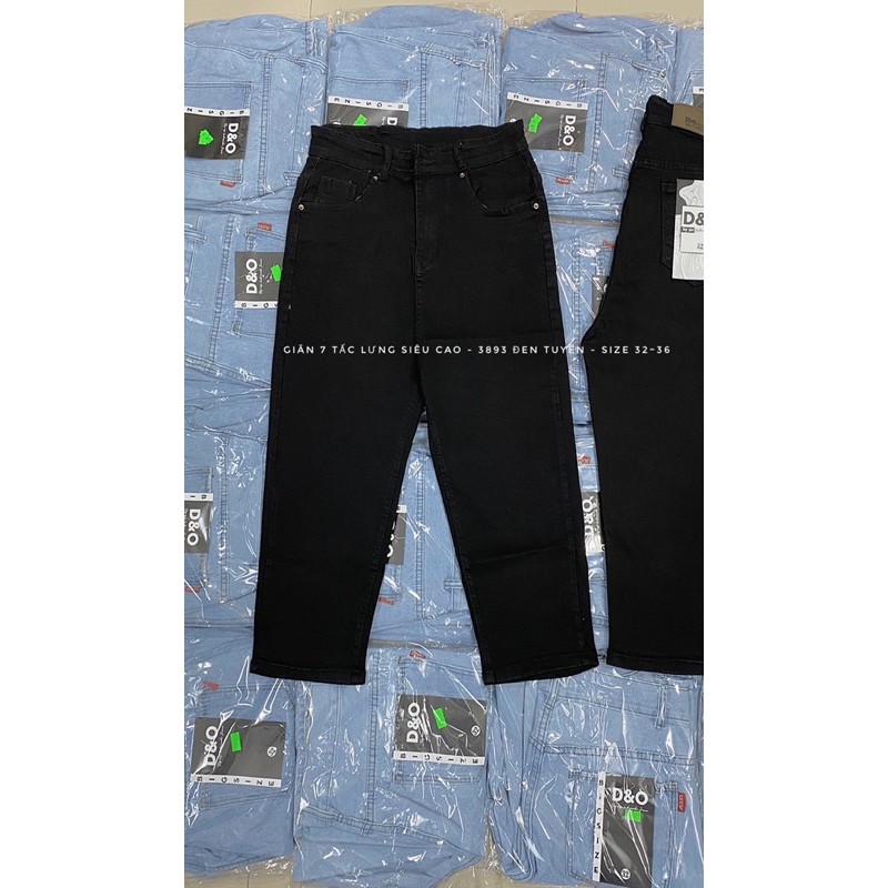 Quần Jeans Lửng 7 Tấc QUA GỐI Lưng Siêu Cao Trên Rốn , ĐEN TUYỀN , Co Giãn Mạnh, Tôn Dáng Gọn Eo Bụng