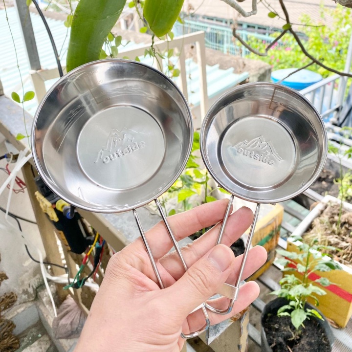 combo 2 chảo inox gấp gọn, chảo đi phượt nhật bản