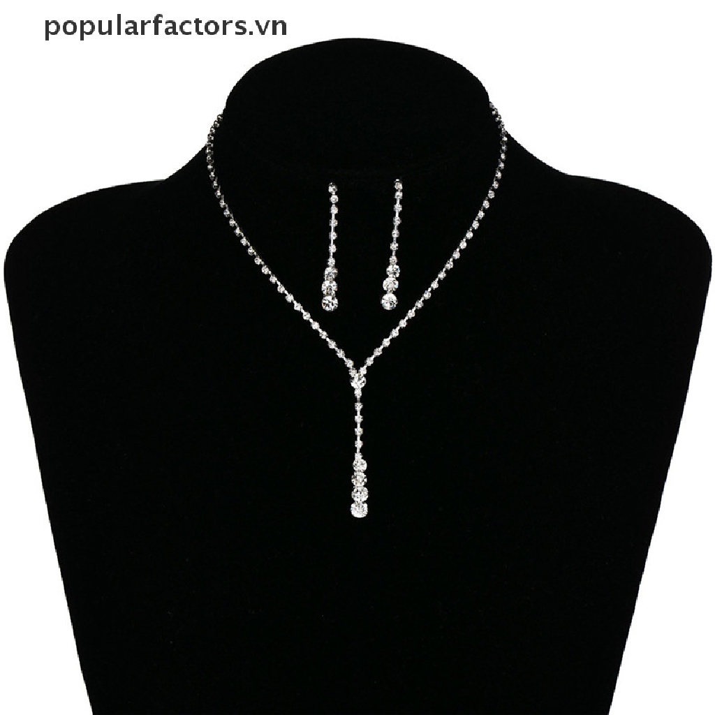 1 Set Vòng cổ Và Bông Tai Đính Đá Sang Trọng Cho Cô Dâu