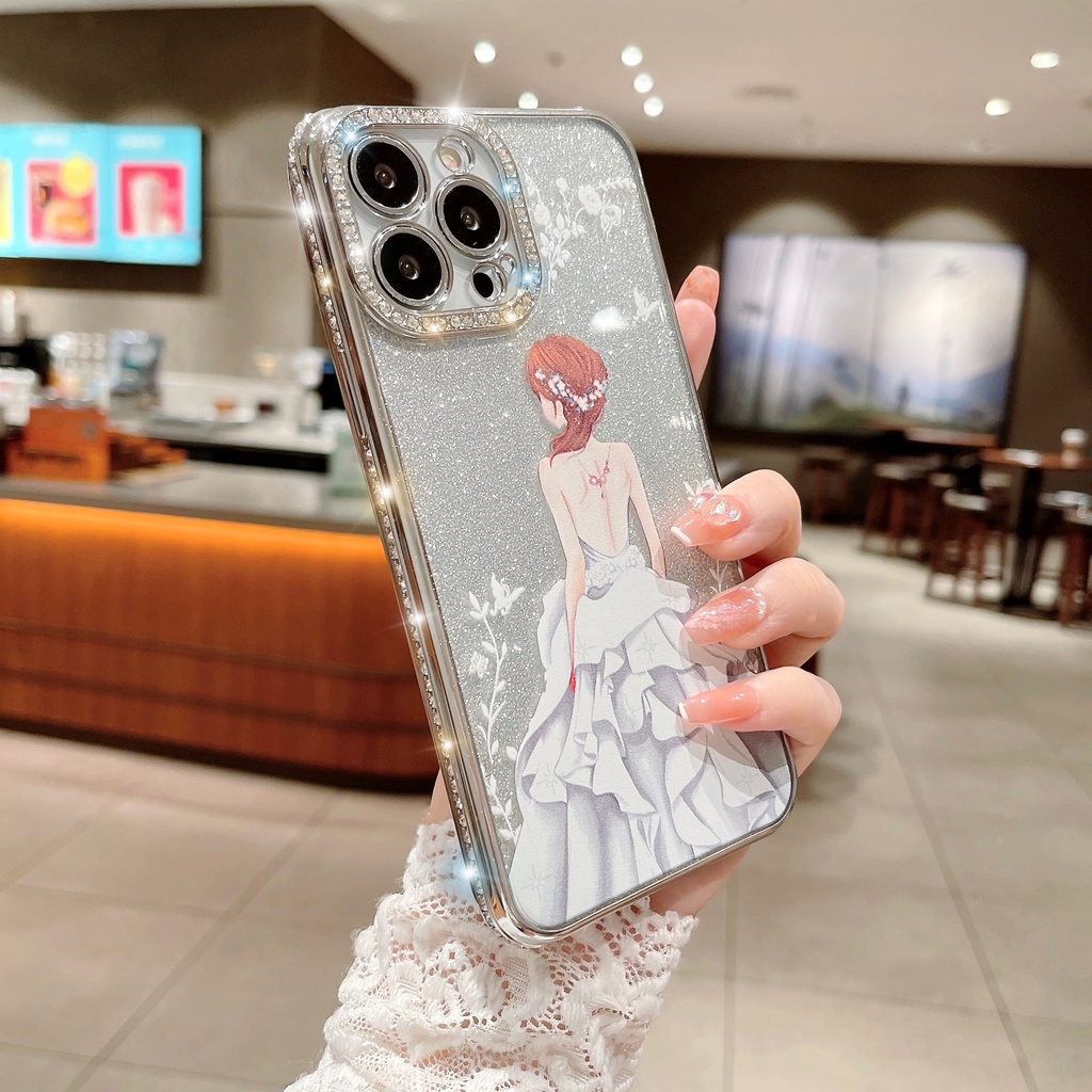 Ốp Điện Thoại Họa Tiết Cô Gái Lấp Lánh Cho iPhone 13 Pro Max 12 Pro Max 11 X XsMax Xr
