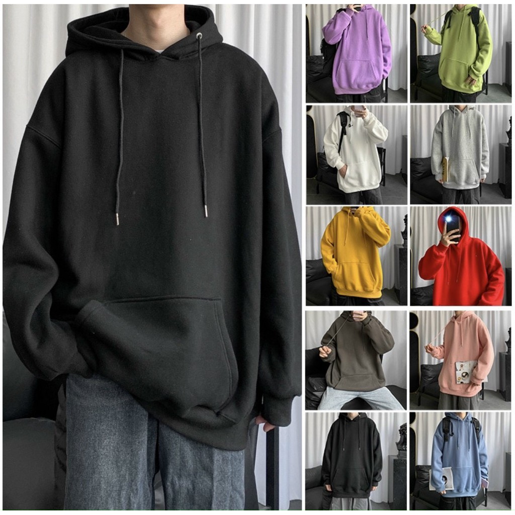 Áo Hoodie Trơn Tay Dài Nam Nữ Unisex