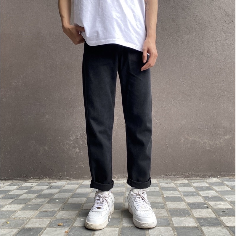 ○┋Quần jean nam baggy cạp cao bigsize màu đen MALTRIK chất bò cấp có size cho người béo đến 120kg