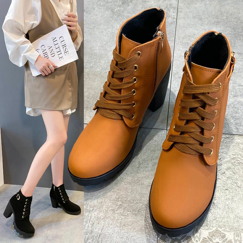 Giày boot Martin Cao Gót Thiết Kế Mới Thời Trang Mùa Thu Đông Dành Cho Nữ